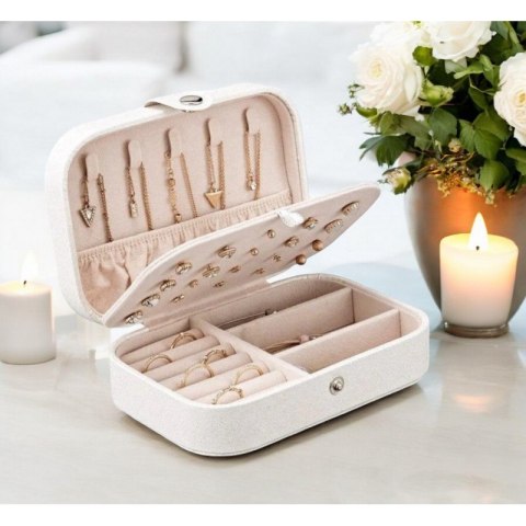 Szkatułka na biżuterię, etui, organizer, pudełko białe PD160B