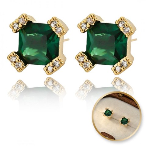 Kolczyki ze stali szlachetnej pozłacane 14k złotem, z cyrkoniami KST3416