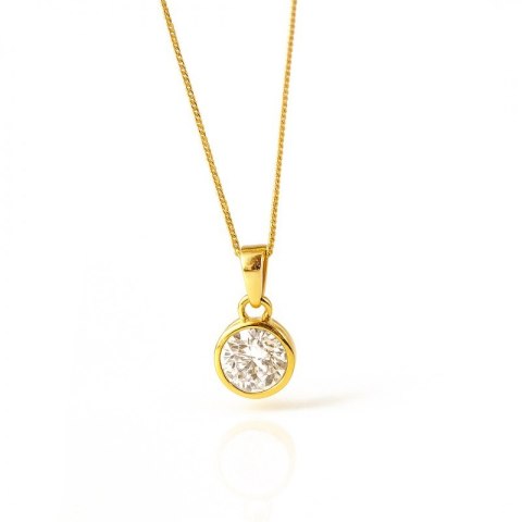 Naszyjnik stal szlachetna pozłacana 14k złotem, cyrkonia NST2227