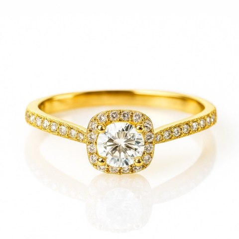 Pierścionek stal chirurgiczna platerowana złotem, z cyrkoniami PST967, Rozmiar pierścionków: US8 EU17