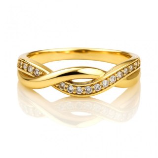 Pierścionek stal chirurgiczna platerowana złotem, z cyrkoniami PST978, Rozmiar pierścionków: US7 EU14